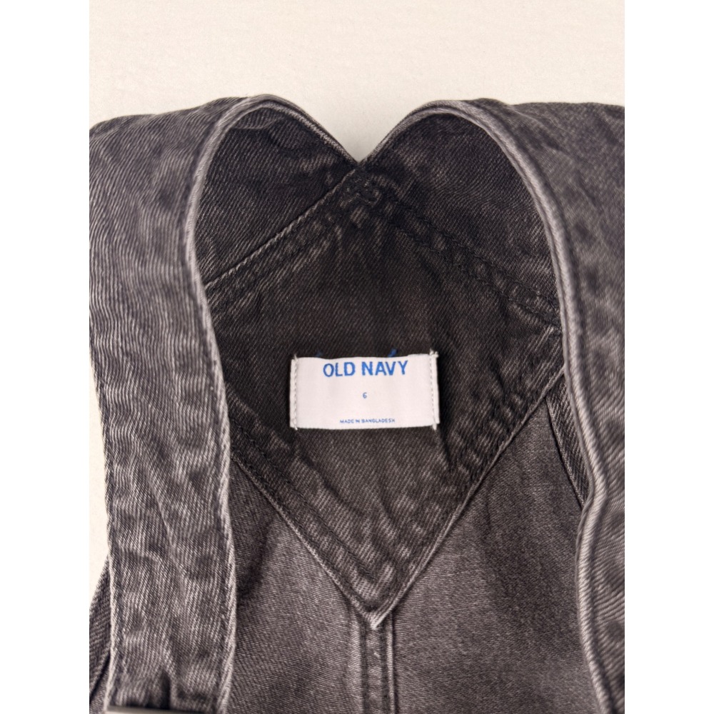 Old Navy Womens Black Denim Overalls Straight Leg Cotton Dungarees Size 6 - Picture 5 of 7